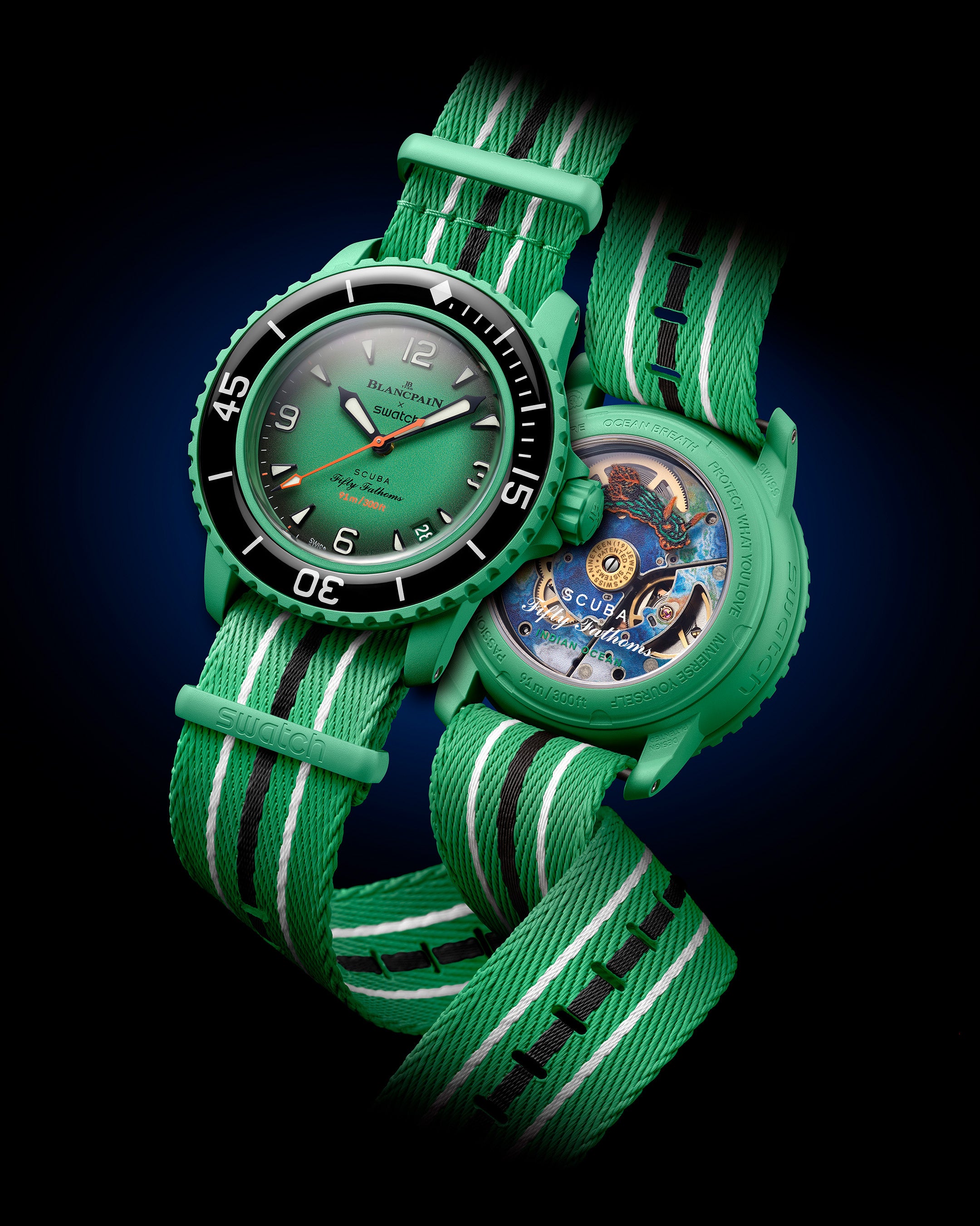 【限定】Blancpain Swatchコラボモデル シルバー ストライプ Bioceramic Scuba Fifty Fathomsコレクション - Blancpain X Swatch