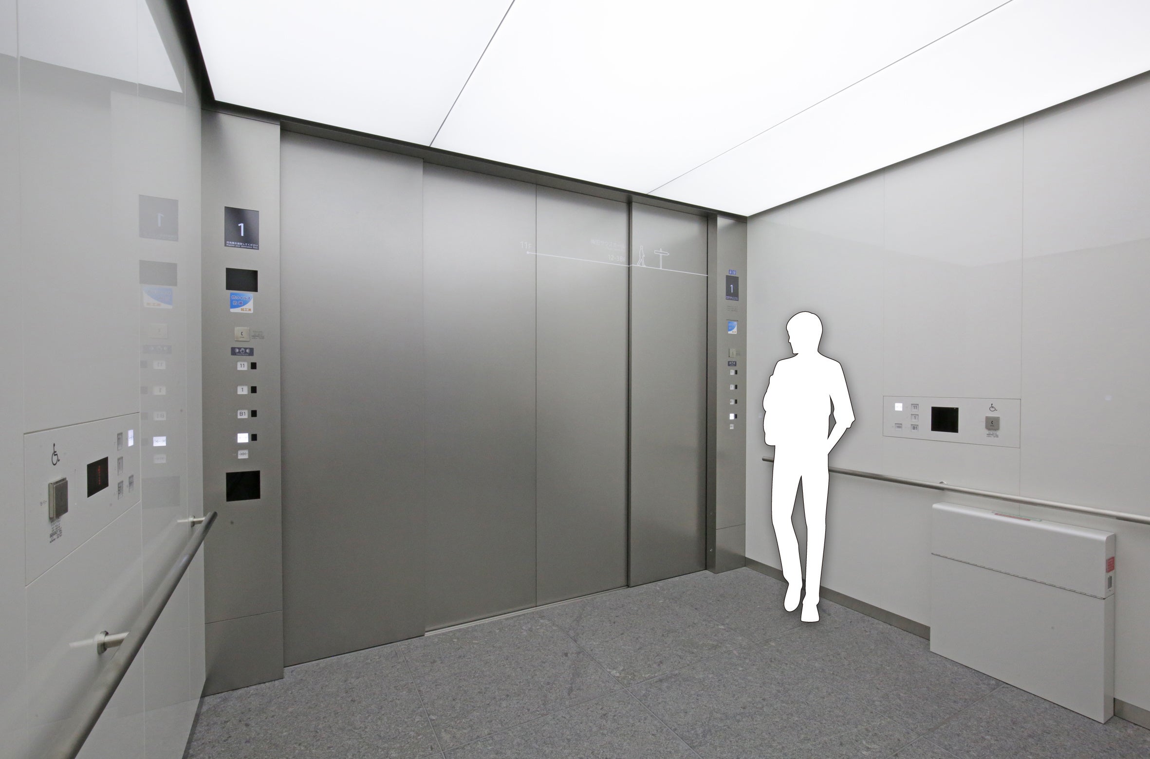 納入した80名乗りエレベータと利用イメージ