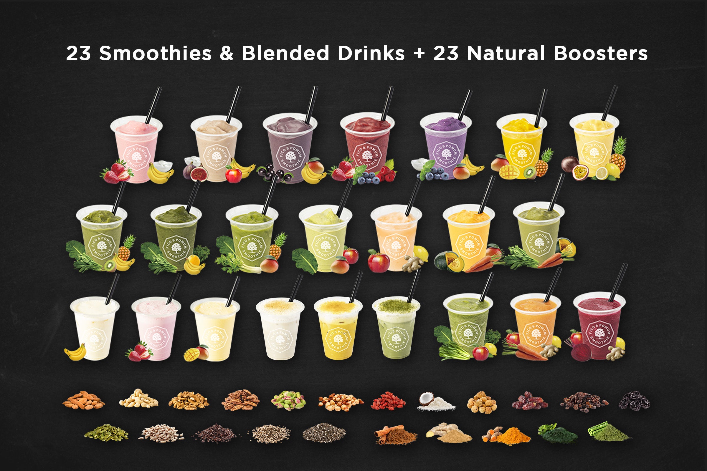 種類豊富なスムージーは、オンラインにも加盟店にも展開