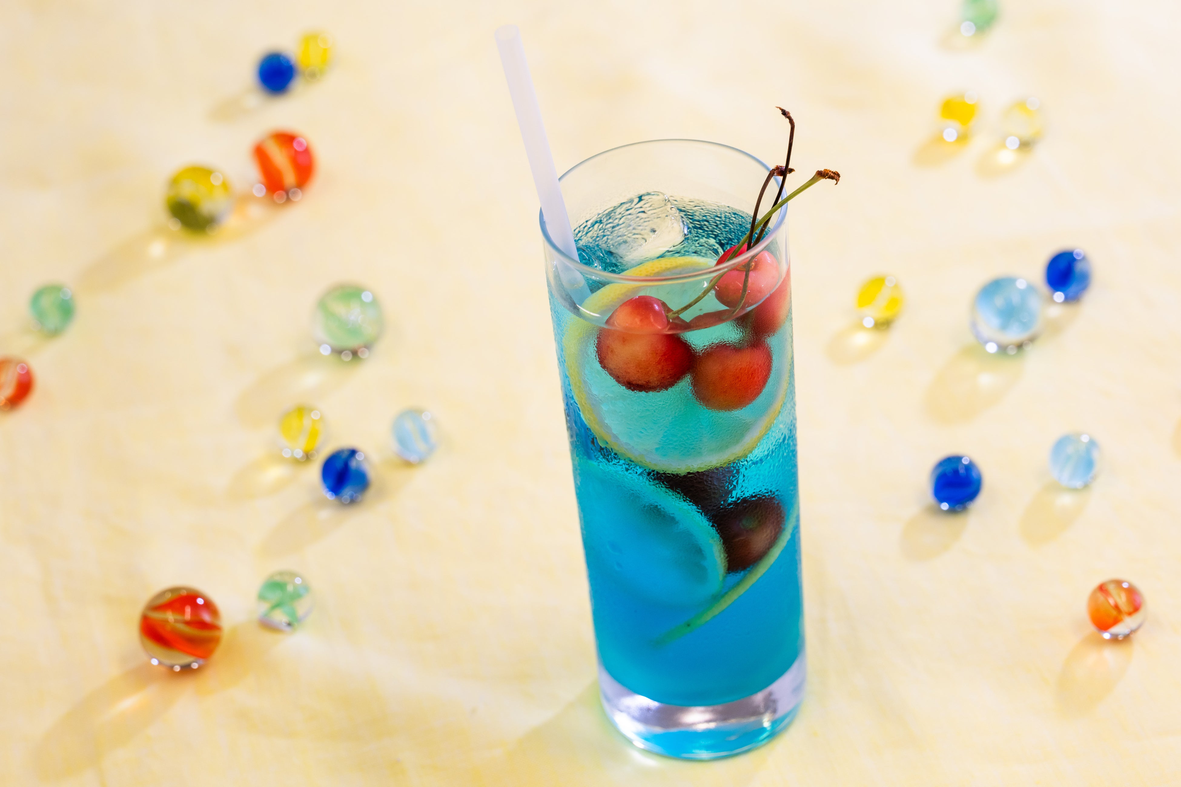 ▲PASTA HOUSE AWkitchen Figlia／13階／「山形県さくらんぼを使ったブルーレモネード」