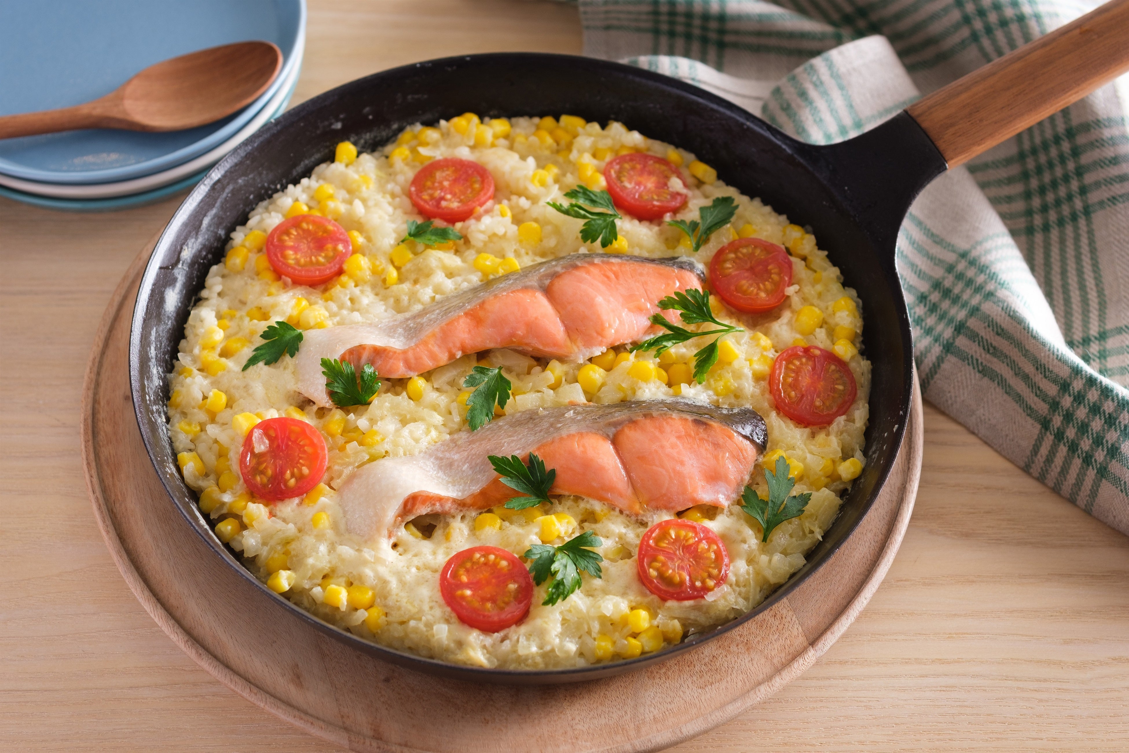 アラスカ産紅鮭のクリーミーパエリア