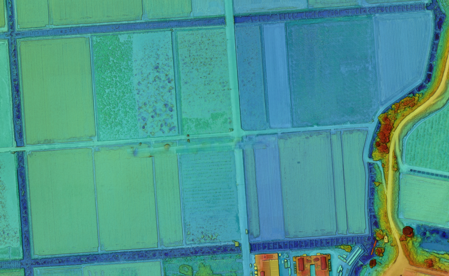 水路付近の高低差