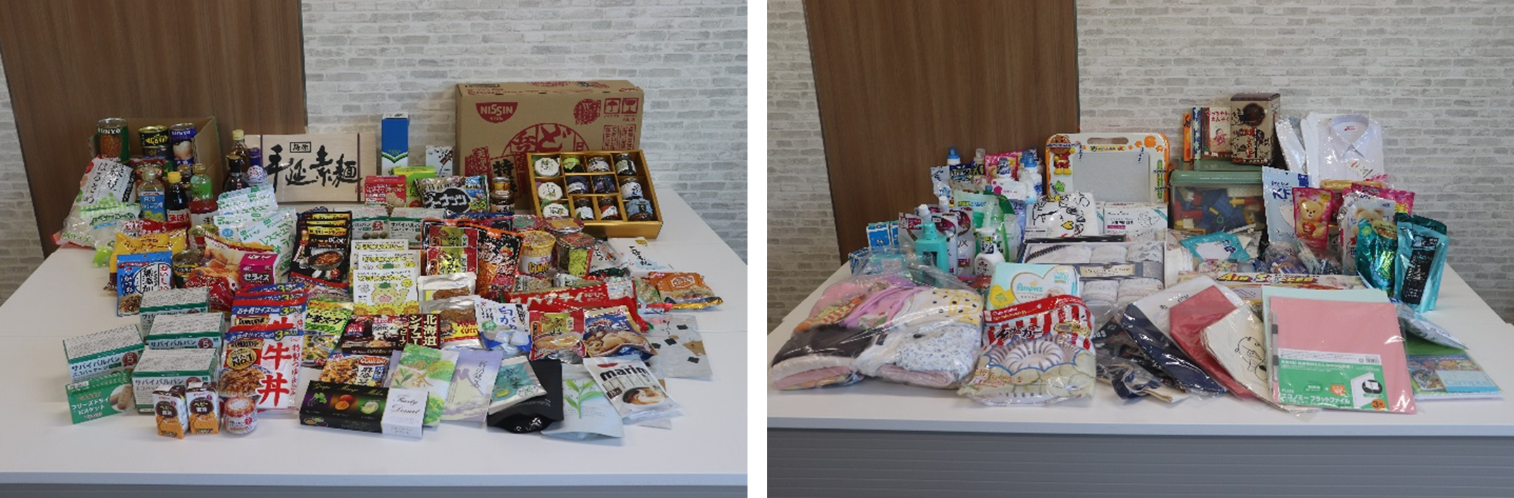 集められた食材・日用品・衣類などの一部