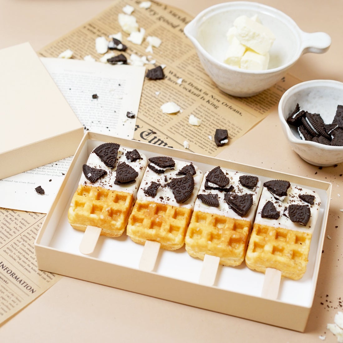 ワッフルメーカー イベント 祭り   飲食店、 9月まで】ひんやり京ワッフルシリーズに「クッキー&クリーム