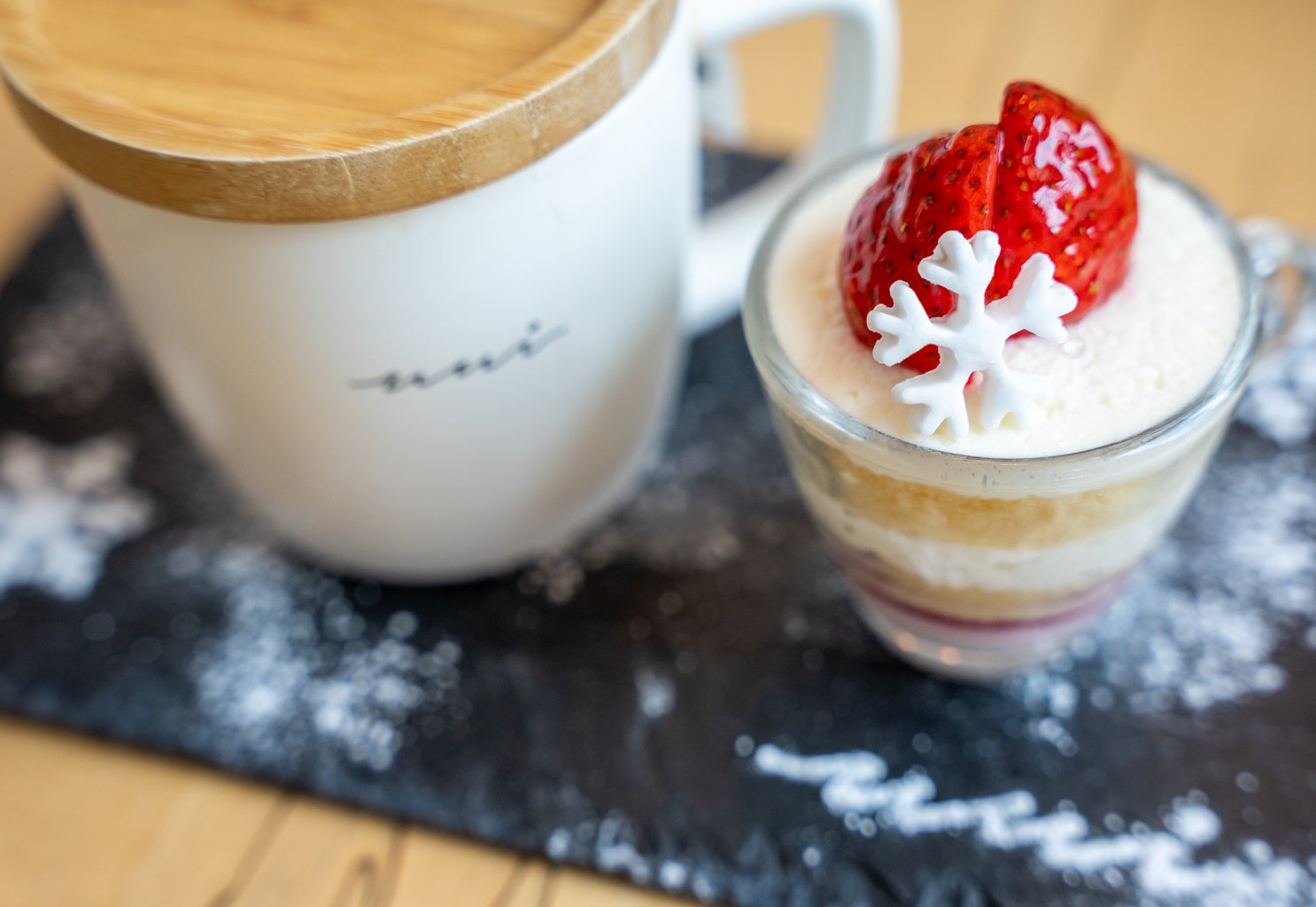 グラスのショートケーキドリンクセット