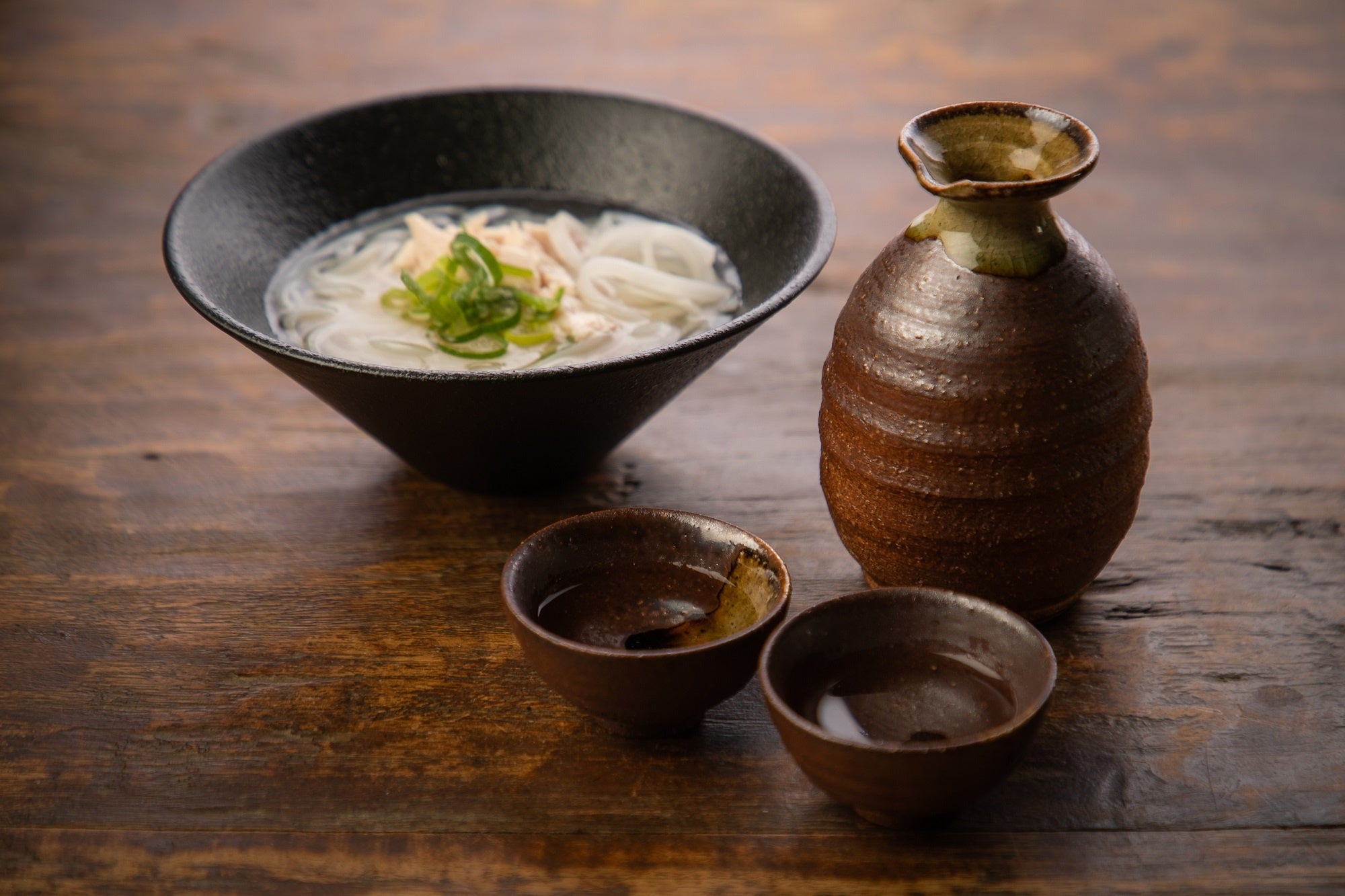 〆のフォーと日本酒