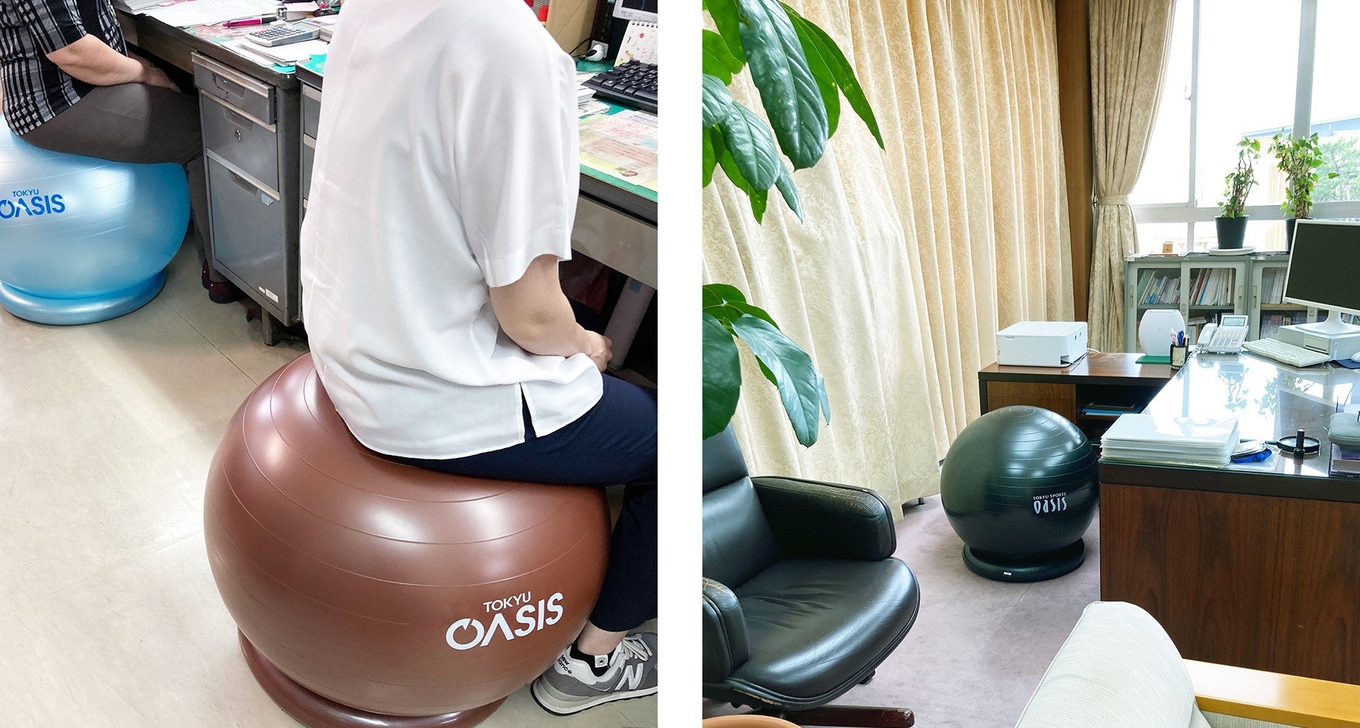 和歌山県田辺市役所および市長室にて撮影したオアシス考案のバランスボール。