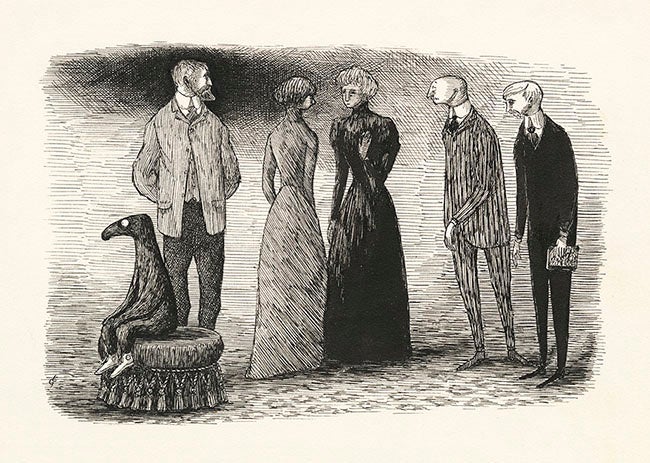 『うろんな客』原画　1957年　ペン、インク、紙 ©️2022 The Edward Gorey Charitable Trust