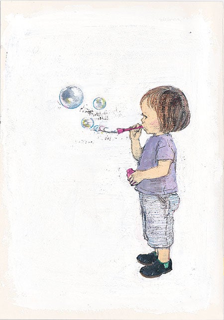 「しゃぼんだまの女の子」「母の友」原画（福音館書店　2007年7月号）より