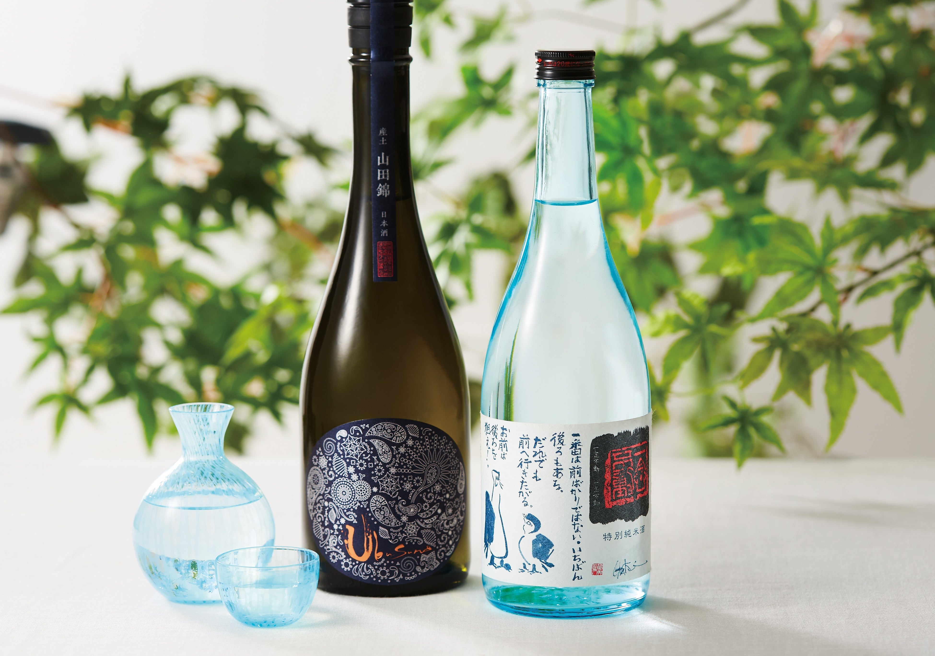 左：＜花の香酒蔵＞ 産土 山田錦 2021（1本720ｍｌ）1,971円 ※各日60本限り　右：＜関谷醸造＞ 一念不動　夏生酒（1本720ml）1,320円 ※計300本限り