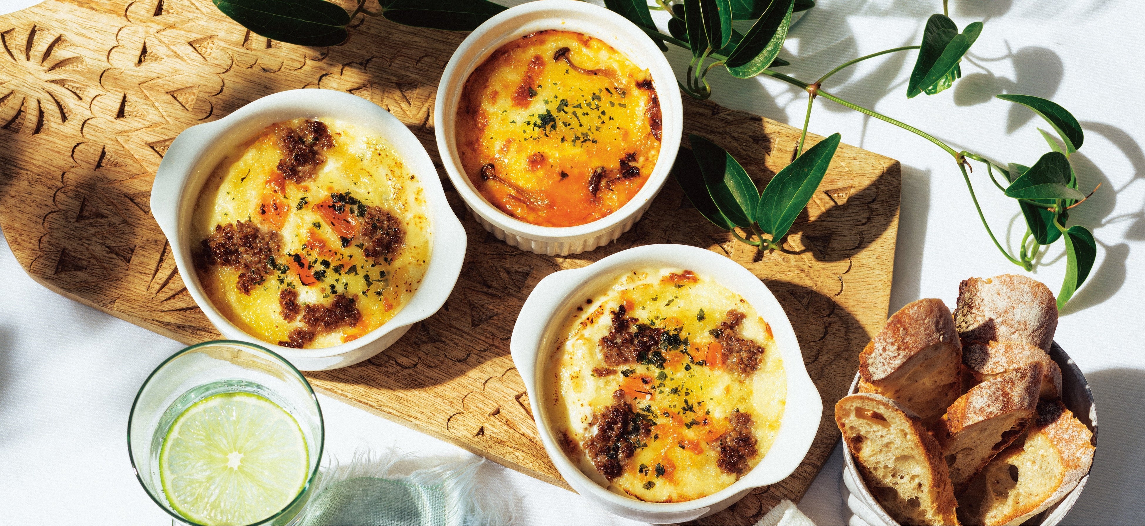 自由に動ける放し飼いで育てられた牛を使ったグラタンとラザニア