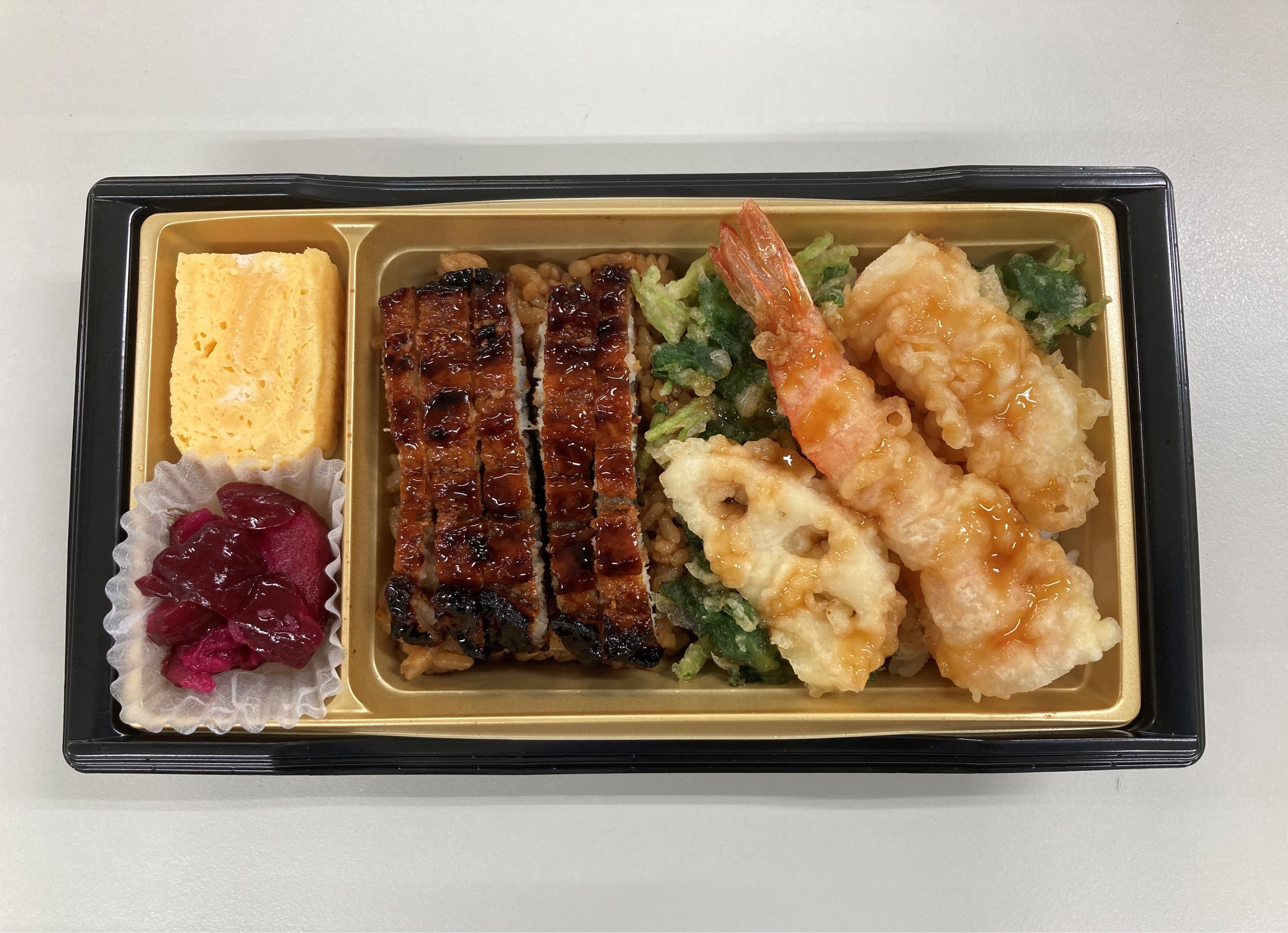 ＜てんとてん＞ 鹿児島県産うなぎと海老天の 贅沢重　1,296円 ※7月22日（金）・7月23日（土）の販売