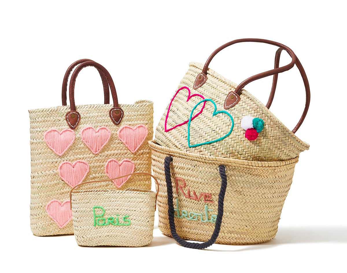 ＜オリジナルマラケシュ＞ 右下：ロープパニエM 16,500円 右上：ビーチパニエM 16,500円 左上：スクエアパニエ 23,100円 左下：スクエアバスケット 9,900円