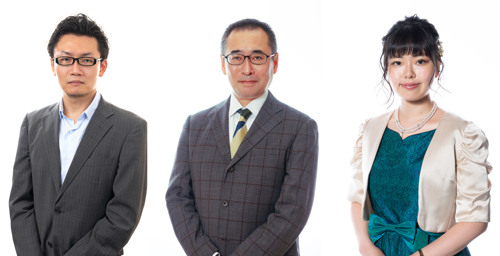 （左）松尾 歩棋士（八段）（中央）高野 秀行棋士（六段）（右）加藤桃子女流棋士（女流三段）