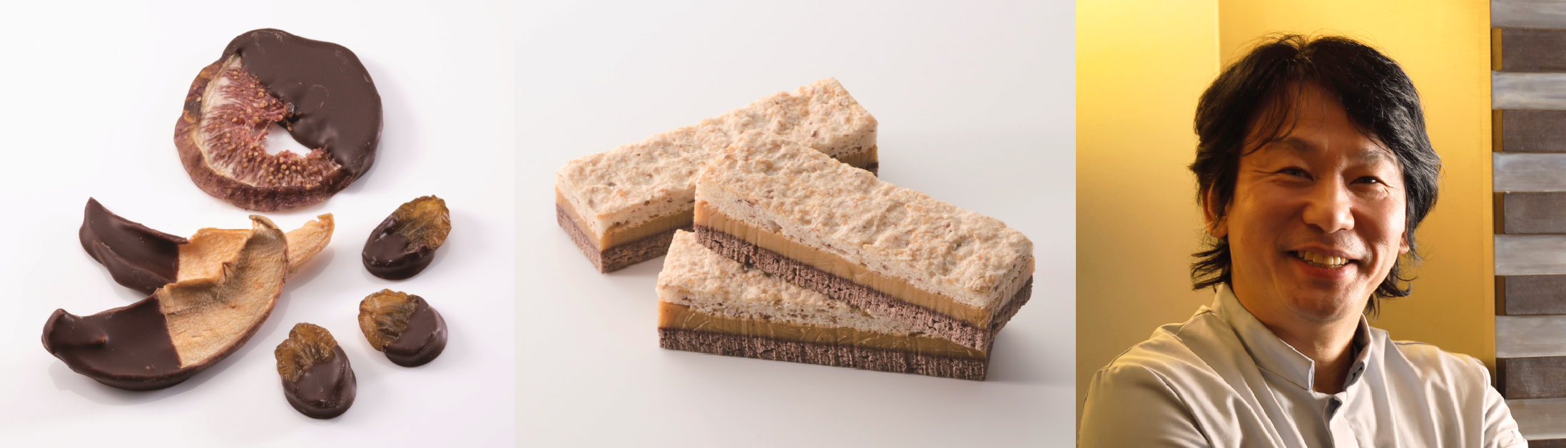 左）【当店限定】フリュイ コンフィ オ ショコラ（40g）2,700円　右）【当店限定】ダコワーズ キャラメル サブレ（3個入）2,592円