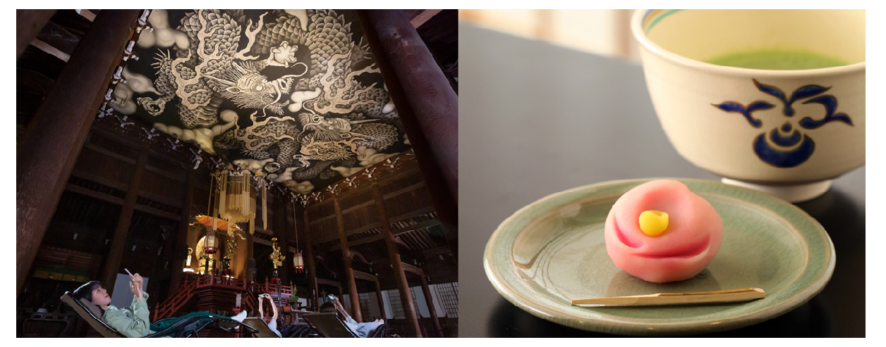 （左）建仁寺双龍図　（右）＜俵屋吉富＞オリジナル生菓子