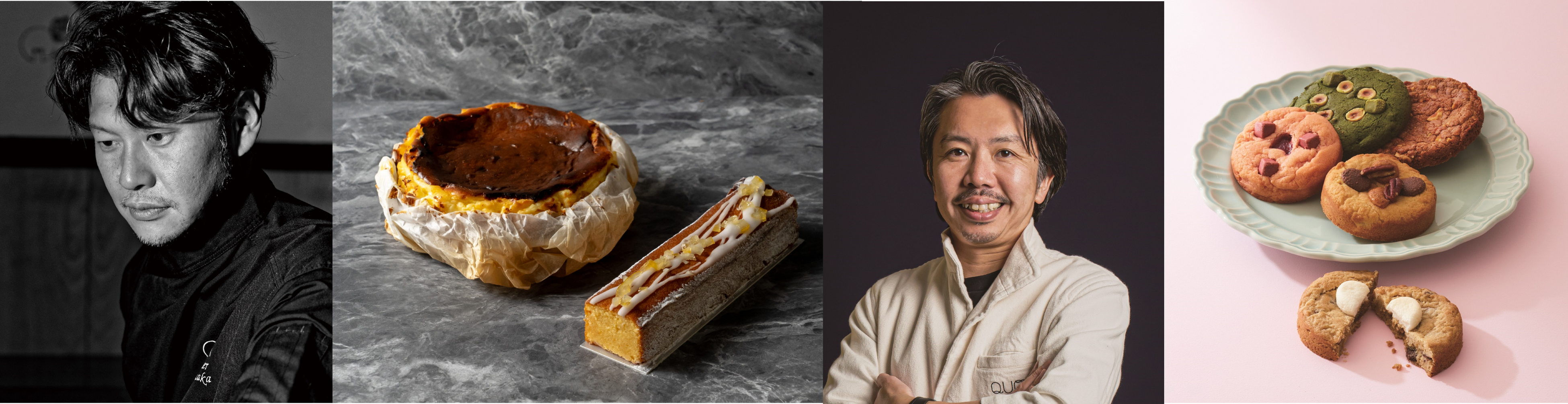 ＜カルヴァ＞左）バスク・エンドリック （1台）4,320円＜各日100台限り＞ 右）カルヴァのレモンケーキ (1本）2,592円＜各日30本限り）＞、＜ABCDEFG～タケシとQUONのお菓子な関係～＞ABCDEFG ソフトクッキー各種 433円から