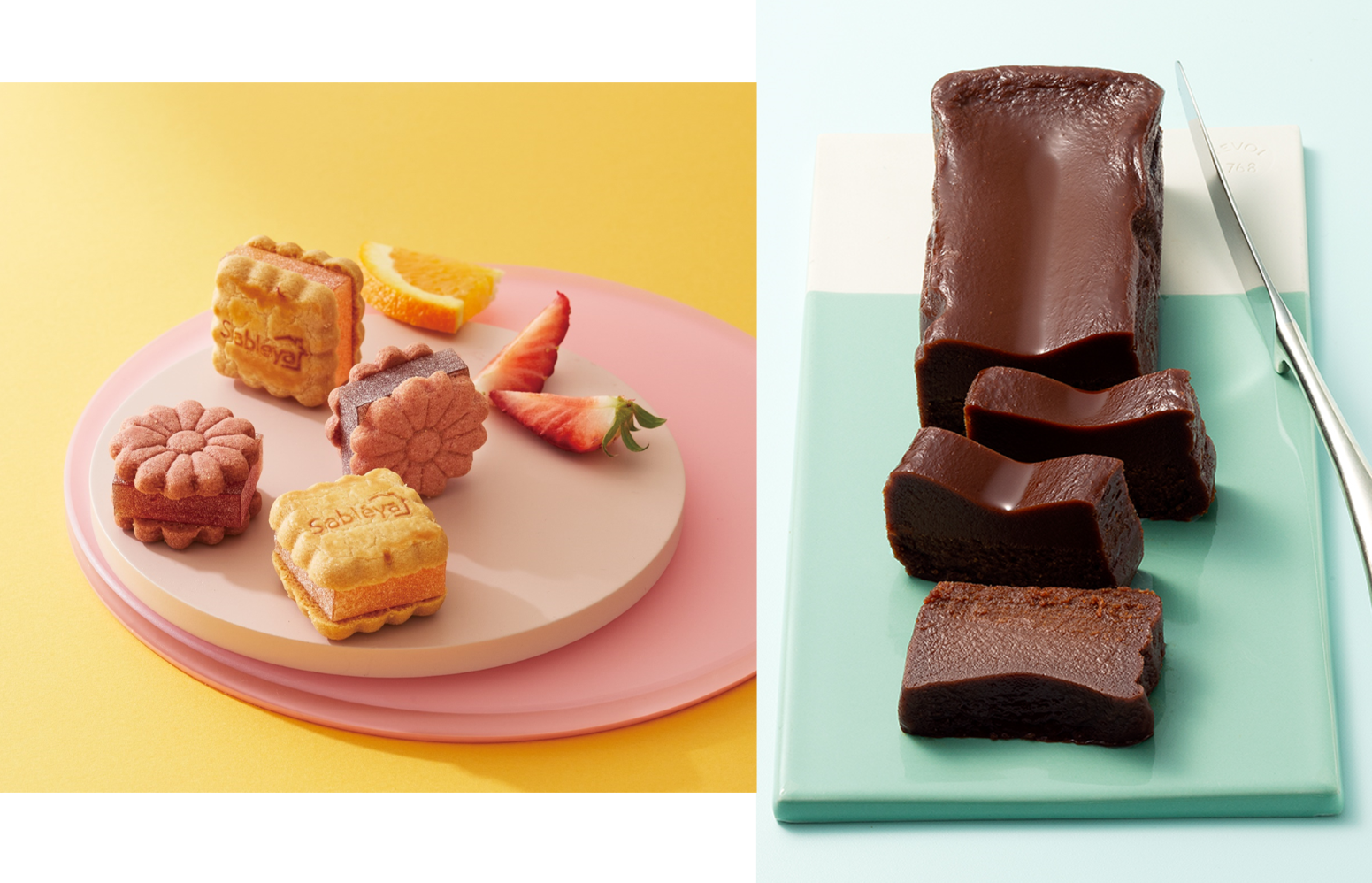 ＜アトリエ サブレヤ＞フリュイサンドサブレ（6個入）1,944円、＜KOBE CHOCO＞キャラメルバナナテリーヌ（1個）2,484円