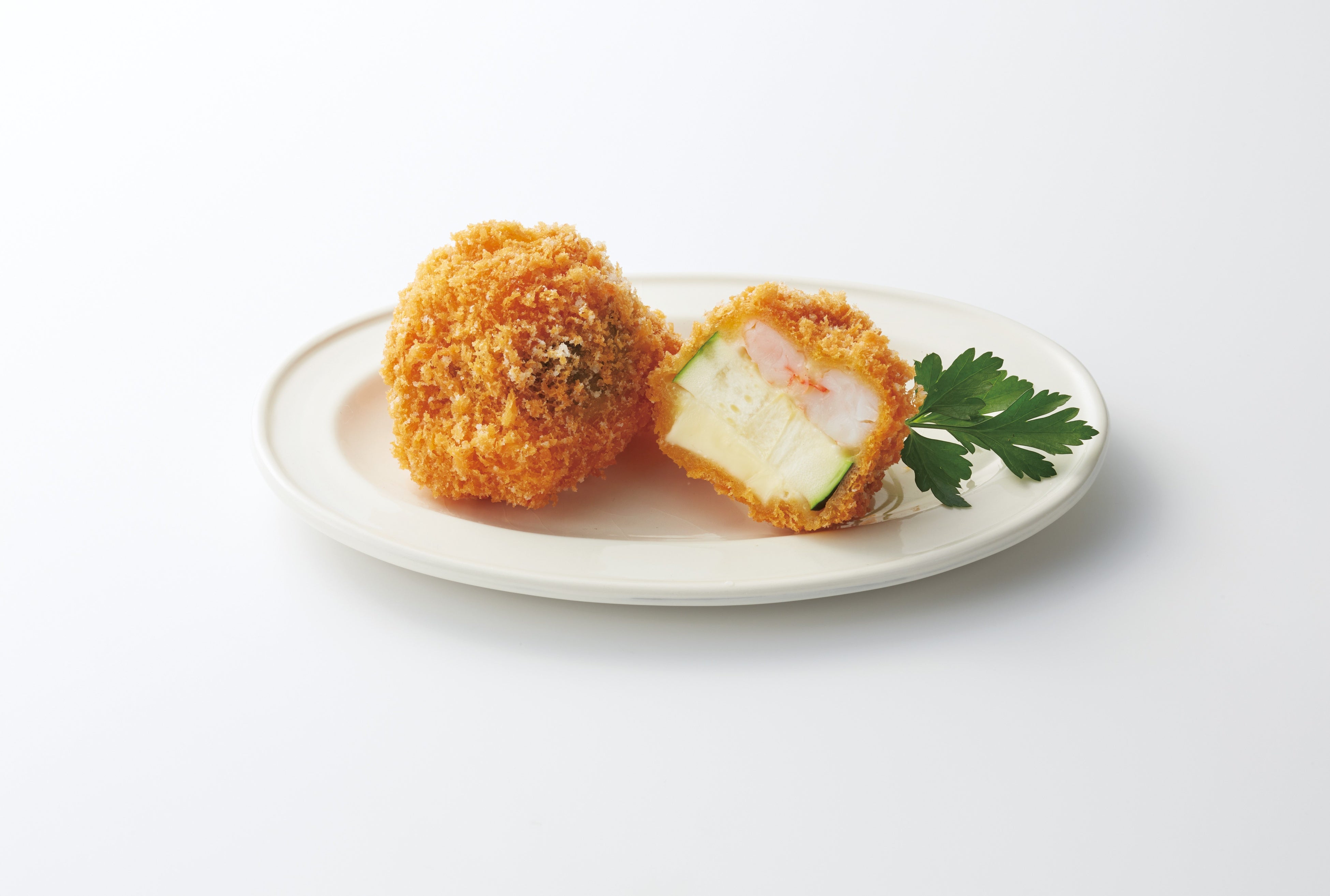 ＜まつおか＞海老とズッキーニのチーズカツ 100g／648円 ■地下1階 惣菜売場