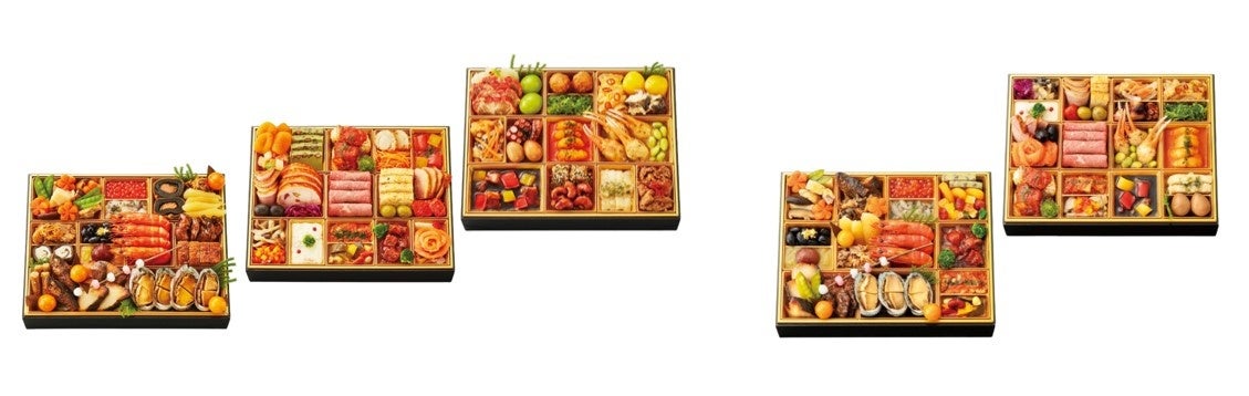 ＜ジェイアール名古屋タカシマヤ＞左）和・洋・中 三段重 36,720円 右）和・洋・中 二段重 23,760円