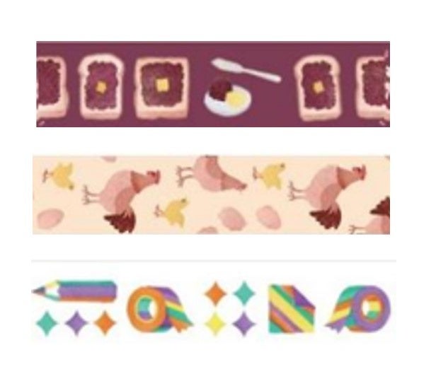 柄イメージ 上から）小倉トースト／名古屋コーチン／キラキラ文房具