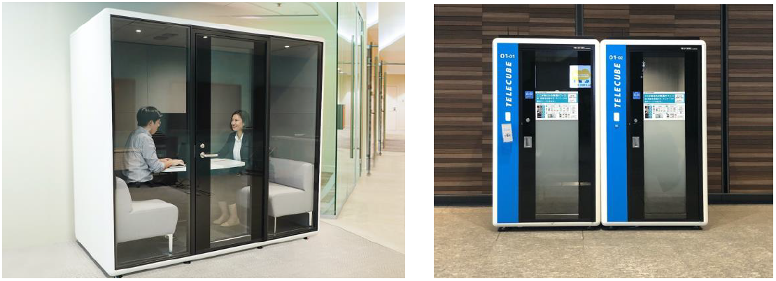 ＜左：オフィスにおける利用イメージ、右：公共空間における設置イメージ＞