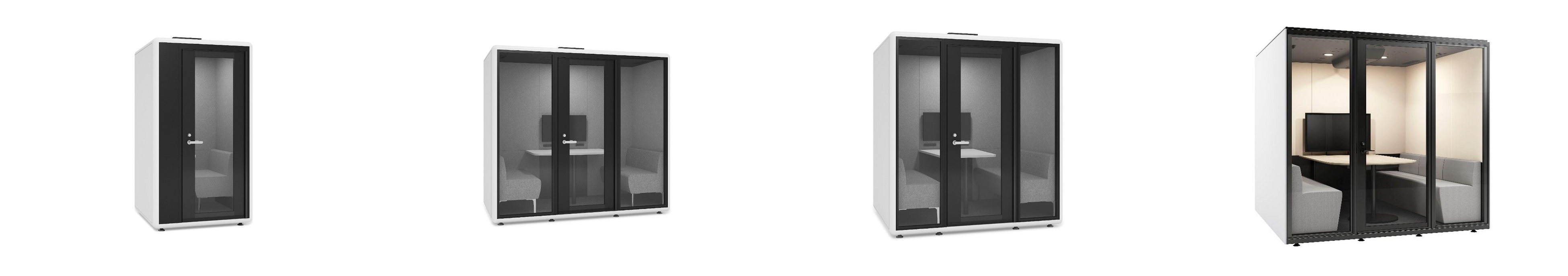 ＜左から、ソロ、グループ1型、グループ2型、多人数用　※多人数用は11月6日より新発売＞