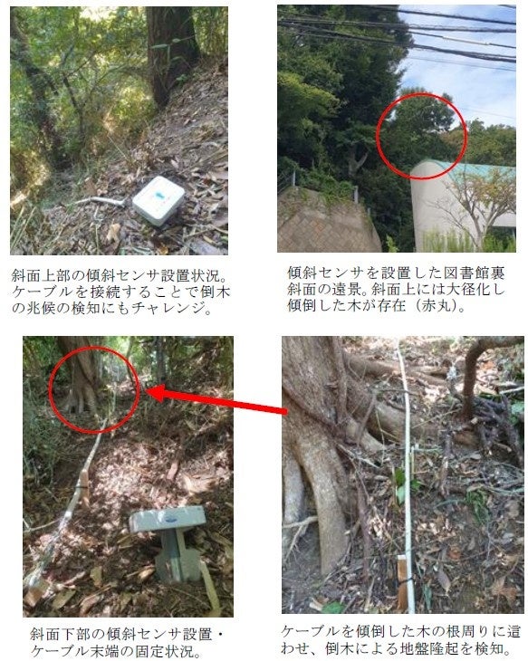 葉山町立図書館裏の観測システム設置状況