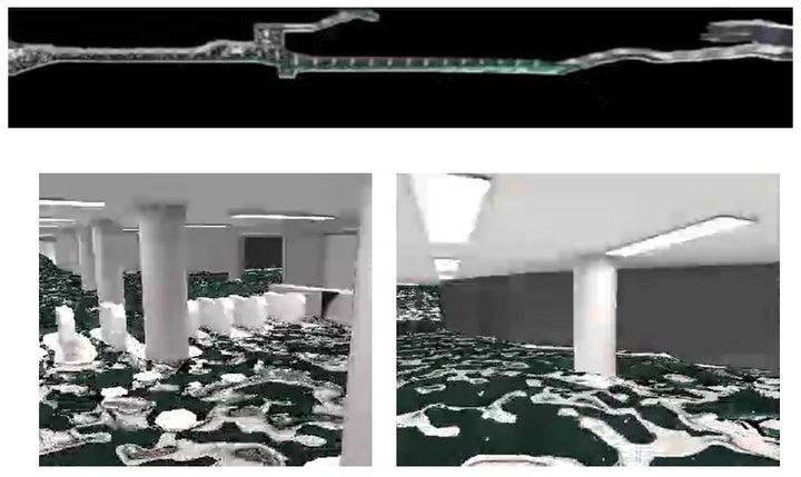 デジタルツインによる施設内浸水対策効果シミュレーション（地下鉄駅構内）