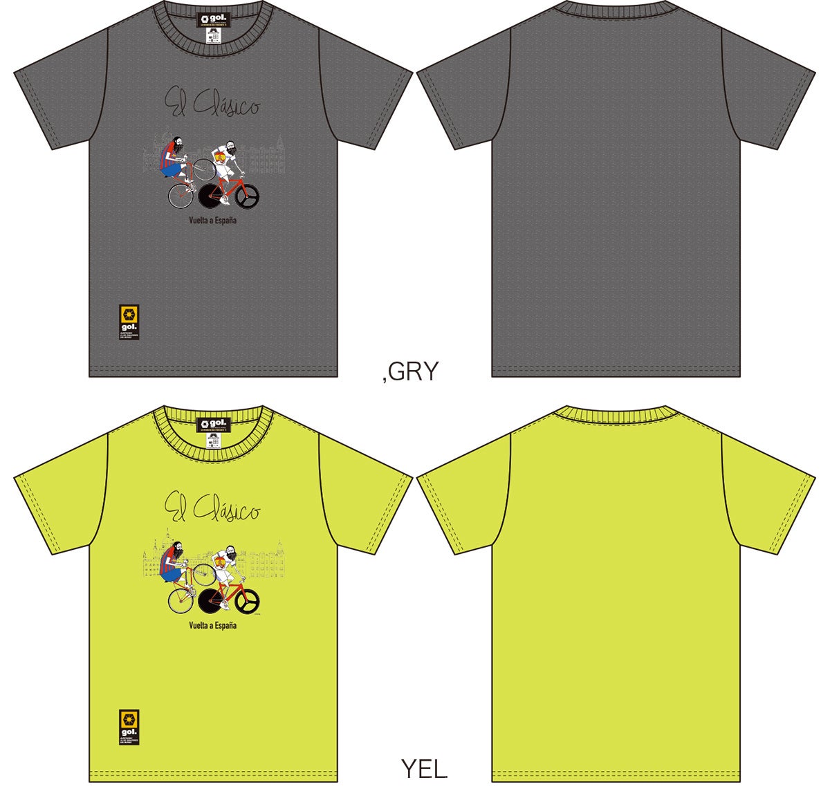 スペインの熱い太陽のもと、アツいダービーマッチを繰り広げてもベタつかず快適なgol.のDRYシャツは、コットンの2倍以上(当社品比較)にもなる速乾性能を携える