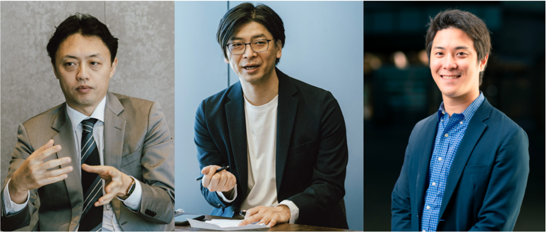 左から、ELYZA 技術顧問の松尾豊、 取締役CMOの野口竜司、代表取締役の曽根岡侑也