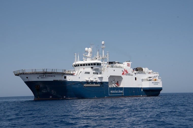 MSFの捜索救助船「ジオ・バレンツ号」＝2021年8月4日　© Vincent Haiges／MSF