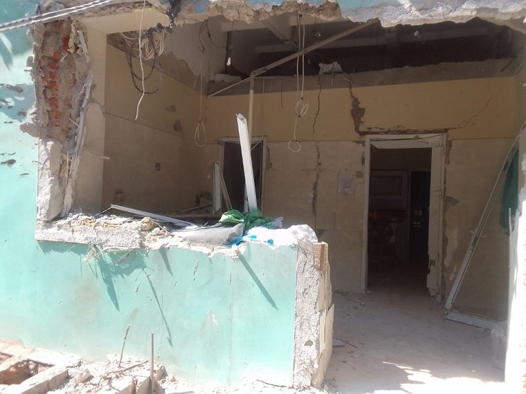 ヘルソン州、2度の砲撃を受けた病院＝2023年8月4日 © Andrii Dobravskyi／MSF