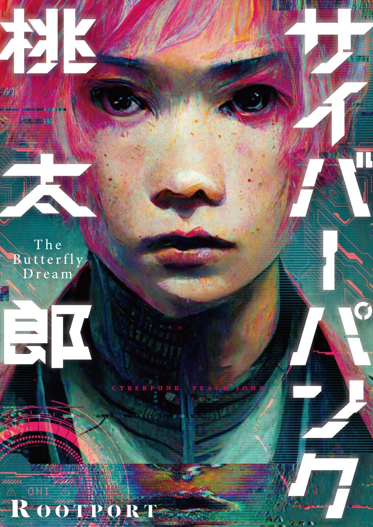 【新発売】 話題の画像生成AIが描く超未来童話『サイバーパンク桃太郎』 書 ポスター