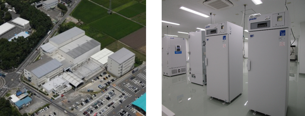 写真左：関西地区保管センター、写真右：関西地区保管センター　フリーザー区画