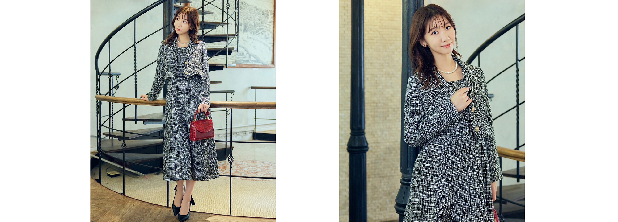 新品未使用♡柏木由紀着用 Swingle スウィングル セットアップ ツイード 47990-208-