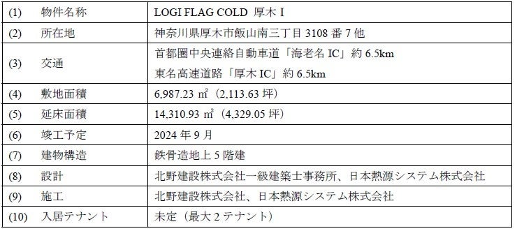 賃貸型冷凍冷蔵倉庫『LOGI FLAG COLD 厚木Ⅰ』着工のお知らせ 賃貸型冷凍冷蔵倉庫『LOGI FLAG COLD 厚木Ⅰ』着工のお知らせ