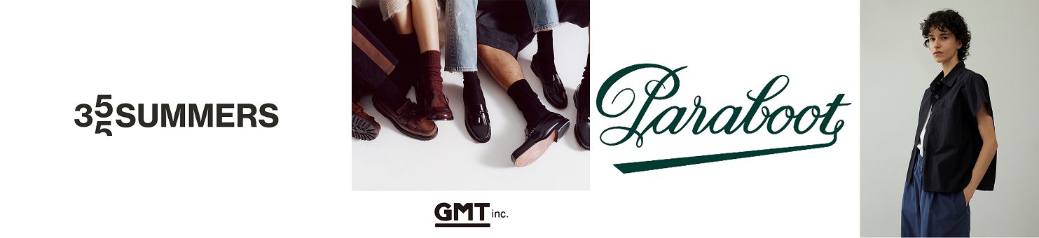 画像左より、35SUMMERS／GMT／ Paraboot／MARGARET HOWELL