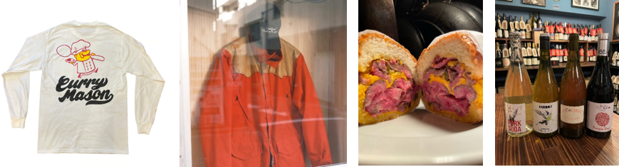 画像左からwhimsical 高円寺、TOD STORE OCHANOMIZU、Mardi Gras、grape gumbo