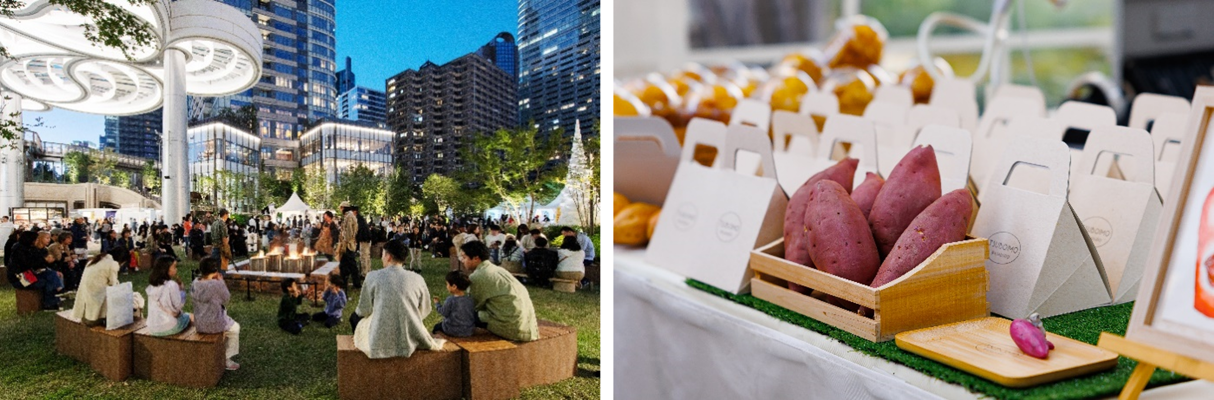 たき火を囲みながらサツマイモや栗など、秋の味覚を味わえる！麻布台ヒルズで「やきいも広場」を開催