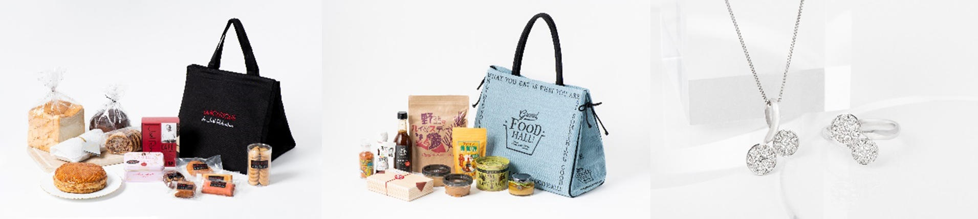 (左)ラ ブティック ドゥ ジョエル・ロブション（中央）グランドフードホール（右）アフリカ・ダイヤモンド