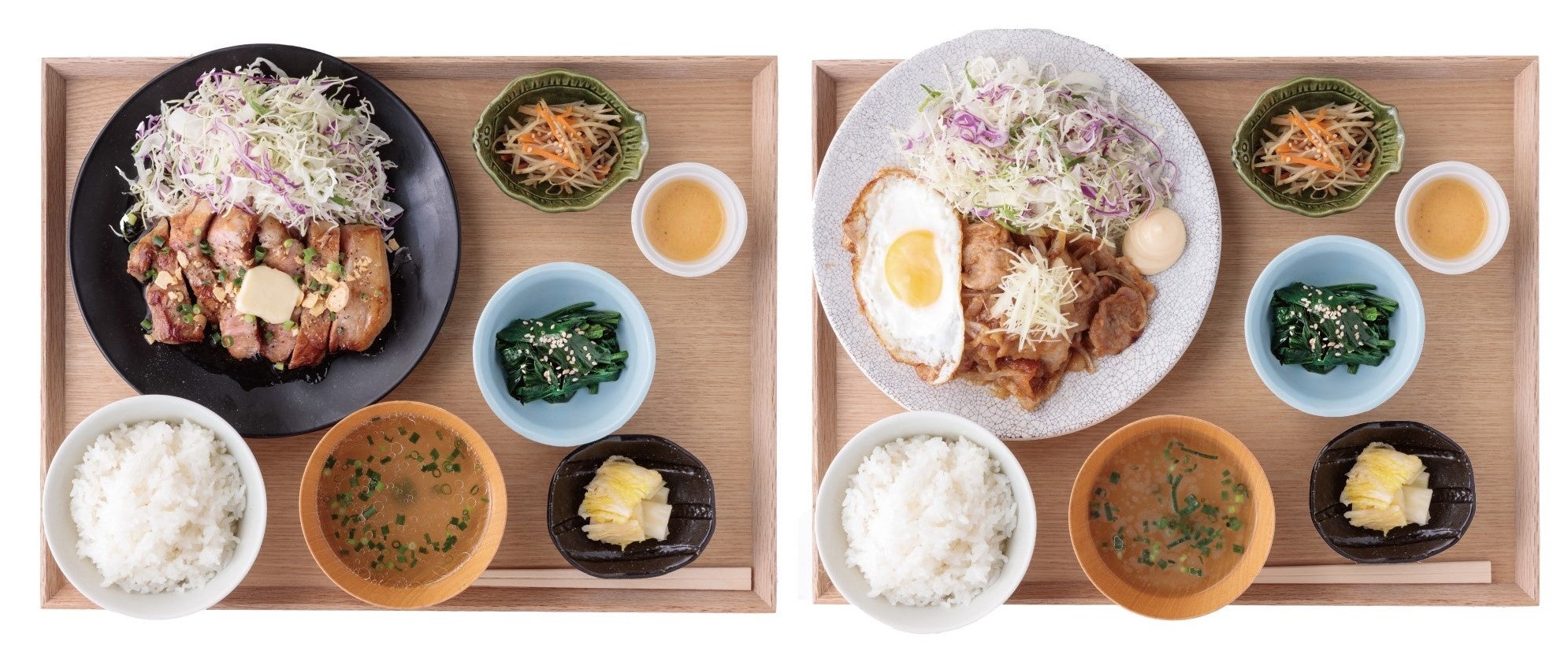 焼いた豚(三元豚厚切りトンテキバター定食・三元豚生姜焼き定食）