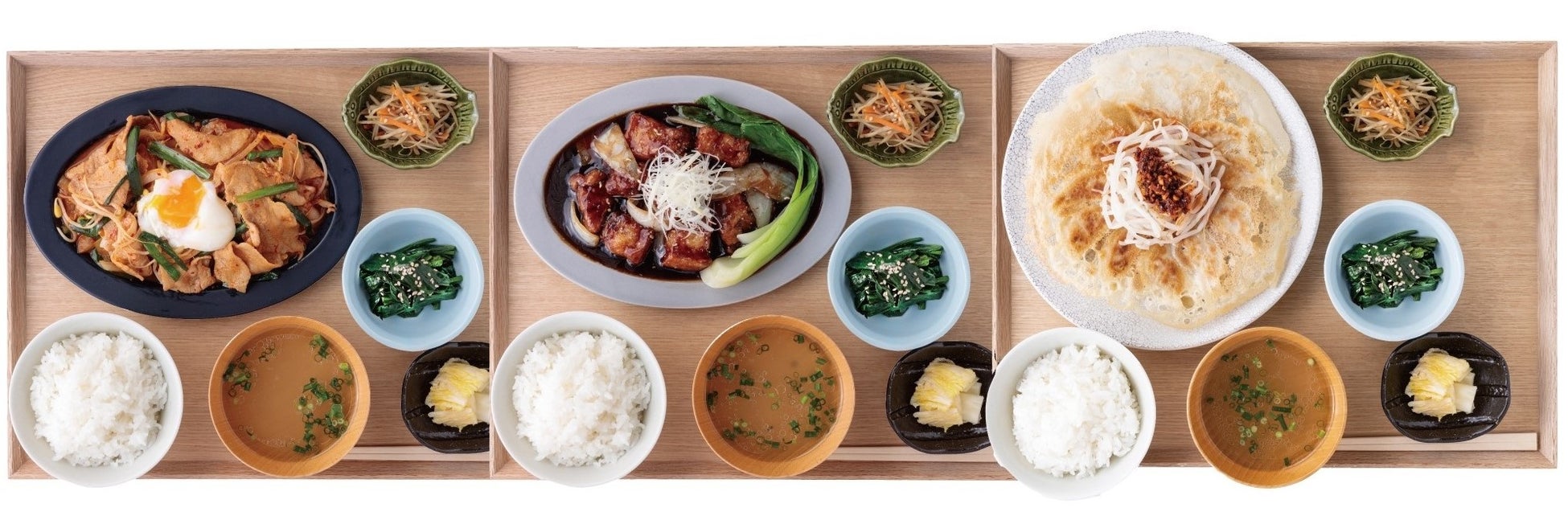 きまぐれな豚(三元豚バラキムチ定食・三元豚黒酢酢豚定食・三元豚餃子定食)