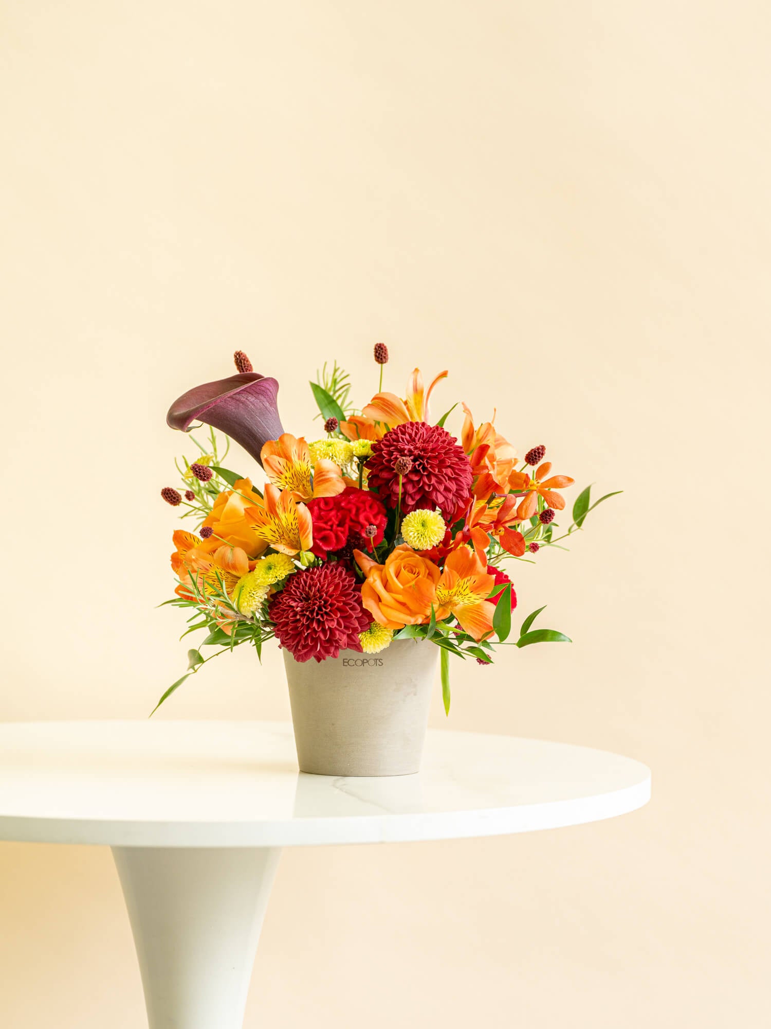 秋色マムの生花アレンジM