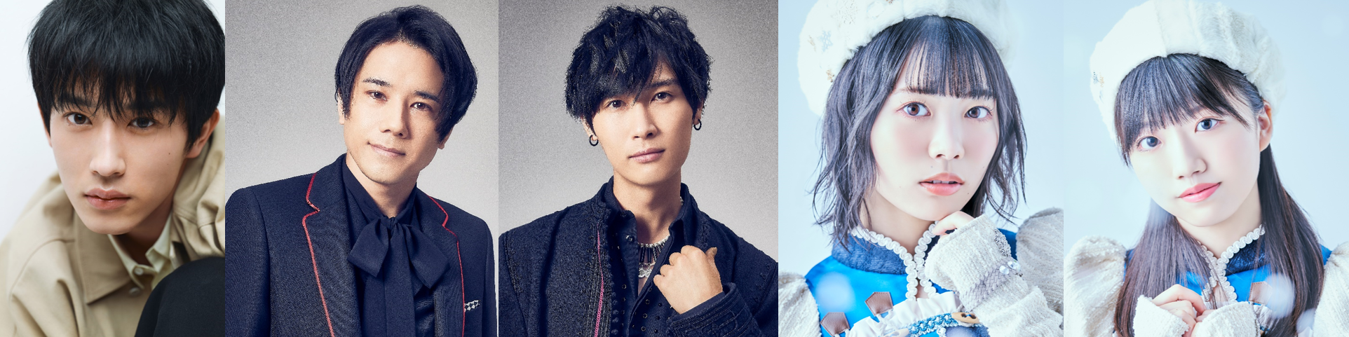 （写真左から、杉野遥亮、A.B.C-Z五関晃一・橋本良亮、虹のコンキスタドール的場華鈴・大和明桜）