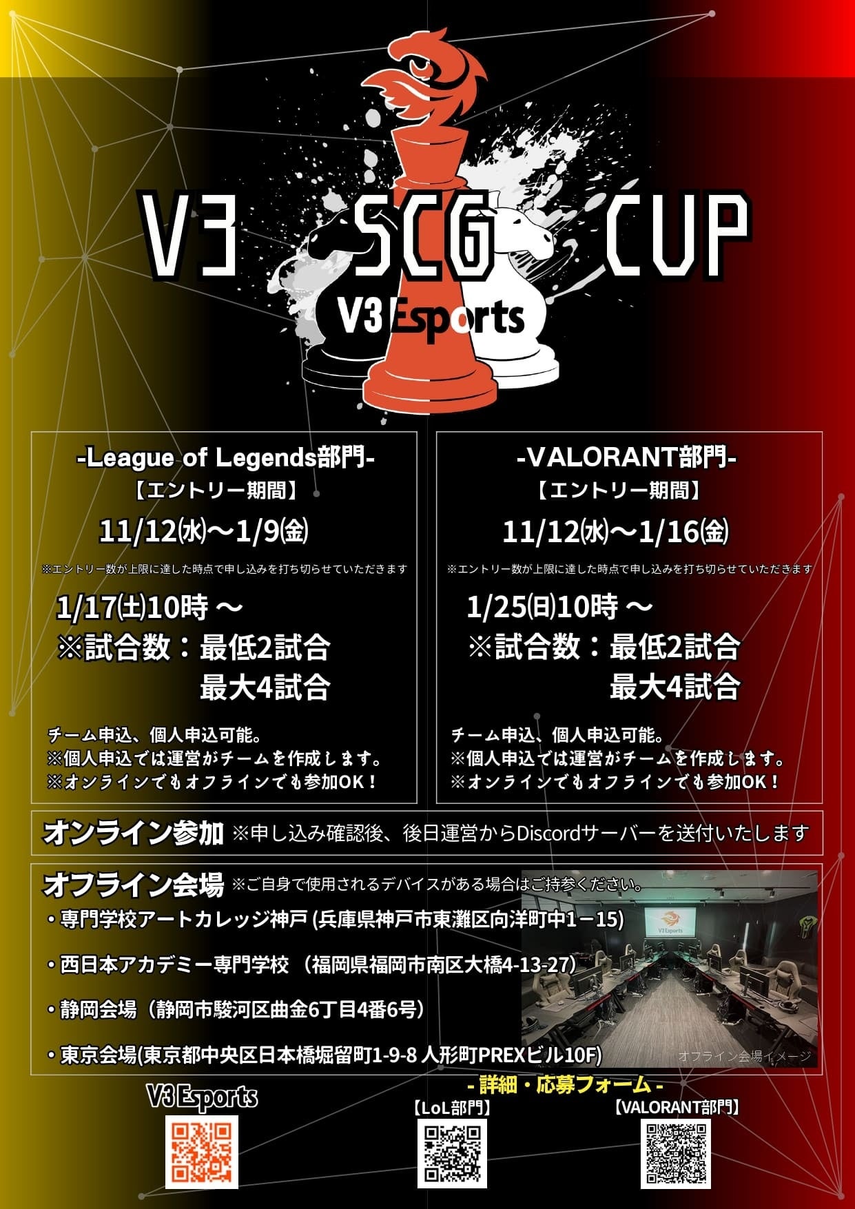 V3 SCG CUP開催！高校生eスポーツプロ発掘【LoL/VALORANT】