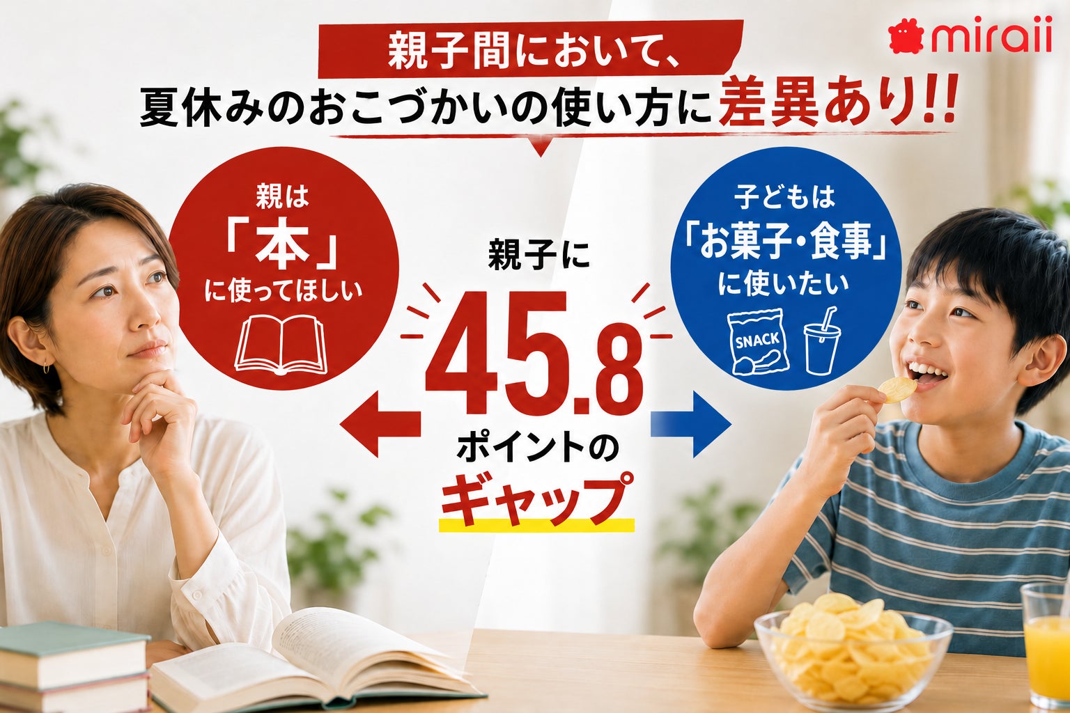 夏休みおこづかい、親は本、子は菓子・食事に期待。ギャップ浮き彫りに 夏休みおこづかい、親は本、子は菓子・食事に期待。ギャップ浮き彫りに