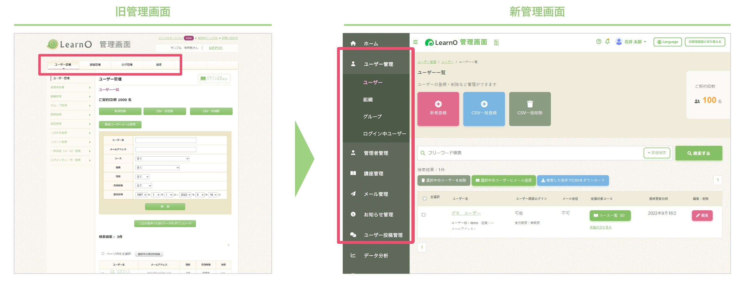 メニューの改善