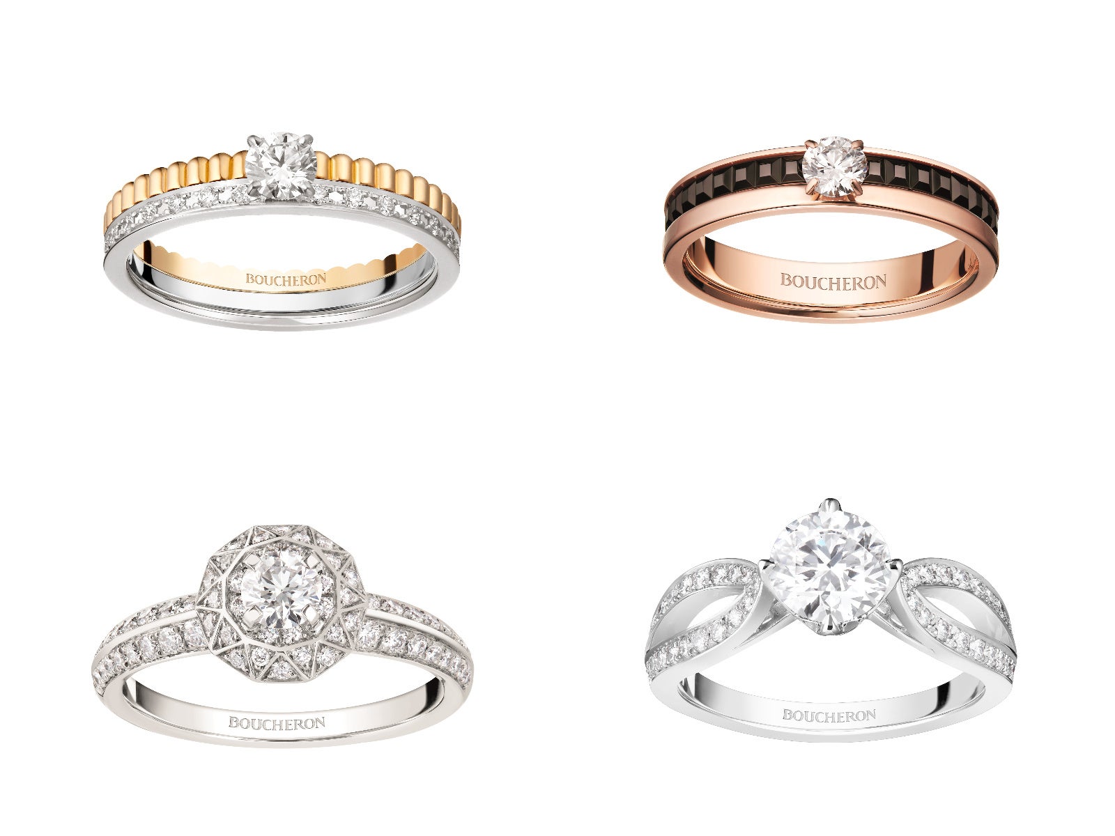 ブシュロン指輪 ブシュロン 指輪 K18WG K18PG ダイヤ33P(0.24ct) キャトル