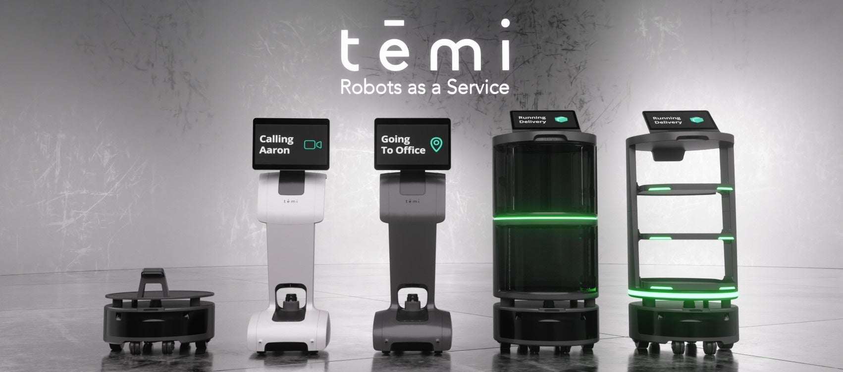 <temiシリーズ、1番左がtemiプラットフォーム>